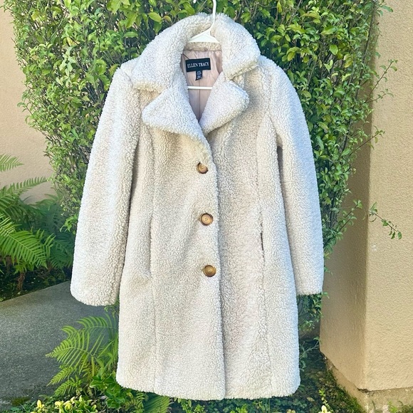 Ellen Tracy Cream ”Cozy Teddy Coat” Size 
Extra Small New Without Tags! - Picture 6 of 14